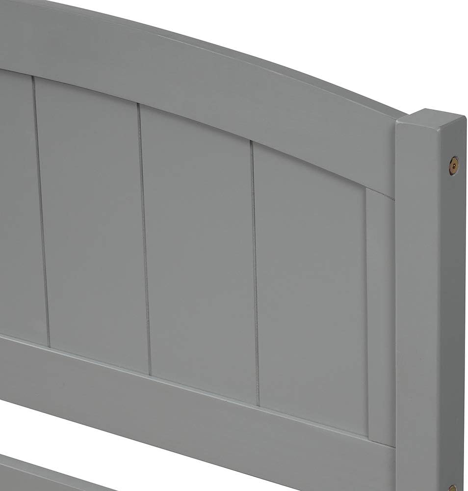 Twin Platform Bed with Trundle, Minimalistic Stylish Wood Bed Frame, Easy to Install (Gray)