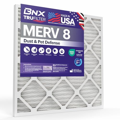 Image of BNX TruFilter 10x24x1 Air Filter MERV 8 (4-Pack) - MADE IN USA - Dust & Pet Defense Electrostatic Pleated Air Conditioner HVAC AC Furnace Filters for Dust, Pet, Mold, Pollen MPR 600 - 700 & FPR 5