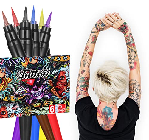 Jim&Gloria Temporary Tattoo Pens Fake Tattoos Kit Removable Body Tattoo Paint Markers For Men Women Sleeves St Patricks Day Teen Girls Trendy Stuff Unique Trending Gifts For Teenage Boys Kids Or Adult #TOP6