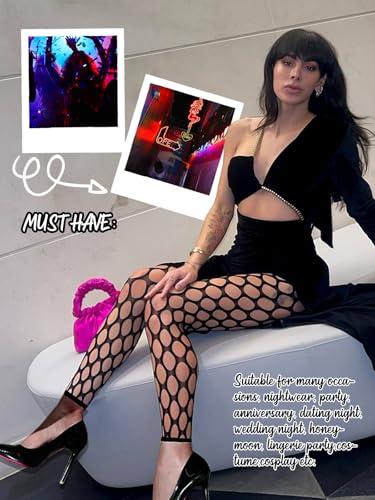 Image of Buitifo Women Sexy Tights Fishnet Opening Leggings Lingerie Pants | Stripe Pantihose Sheer Mesh Bikini Cover Up Cute for Outfits One Size