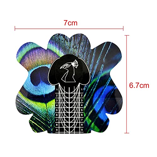 100Pcs Pro Almond Stiletto Tips Nail Form Leopard Tiger Giraffe Pattern Sturdy Forms For C Curve Acrylic Uv Gel Nails Builder False Nail Extension Nail Art Tool Guide Stickers (Ntf065-Peacock Pattern) #TOP2