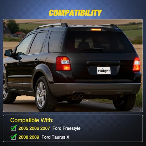 Image of Nilight Third Brake Light Tail High Mount 3rd Stop Lights Smoked Lens Compatible with Ford Freestyle 2005 2006 2007 and Ford Taurus X 2008 2009 Van SUV Rear Center Cab Lamp