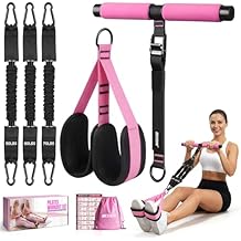 Besbiu Adjustable Length Pedal Resistance Band with Handle for Working Out, Replaceable 180Lbs Exercise Bands with Foot Pedals, Home Gym Workout Equipment for Women Men Strength Training, Stretching