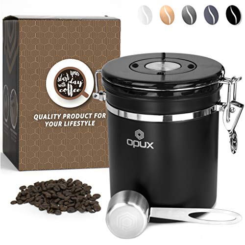 OPUX Coffee Canister | Stainless Steel Airtight Coffee Container with Scoop | Coffee