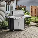 Weber Genesis S-335 Natural Gas Grill for Outdoor Cooking, 3 Burners and 1 Side Burner, Stainless Steel