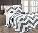 Chezmoi Collection 3-piece Chevron Zig Zag Coverlet Set (Queen, Grey)