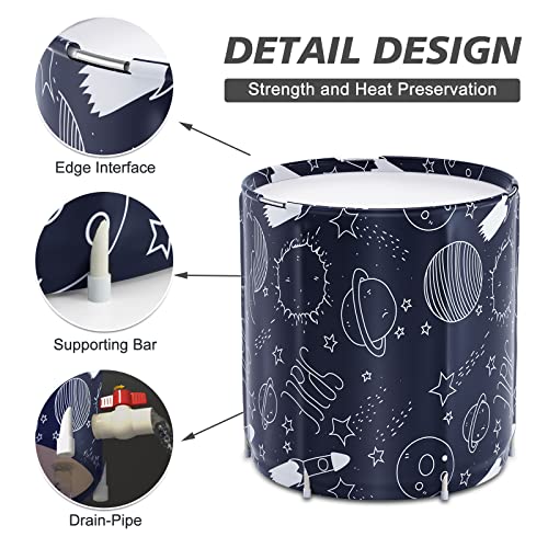 Dailylife Portable Bathtub, Japanese Soaking Bath Tub For Shower Stall, Foldable Bathtub With Thermal Foam, Freestanding, Folding & Soaking Spa Bath Tub With Pillow For Small Space (Cosmic) #TOP5