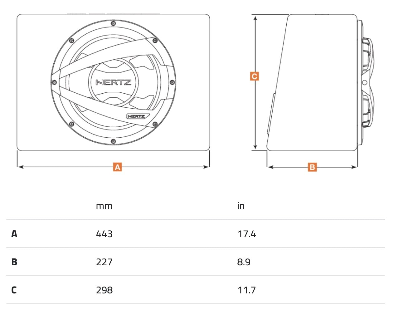 Hertz DBX 25.3 subwoofer en Caisson Bass-Reflex 250 mm, 600 W | 10 pouces, polypropylène avec mica, 150 W RMS, Xmax 9 mm, 32-400 Hz, aimant ferrite