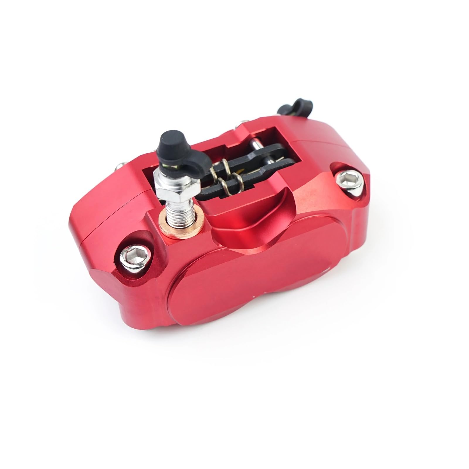 zacisków hamulcowych Zacisk hamulca motocyklowego 4 tłokowy montaż radialny 82 mm pasuje do Yamaha pasuje do skutera Kawasaki Rsz Jog mankietów prowadnicy(Black)