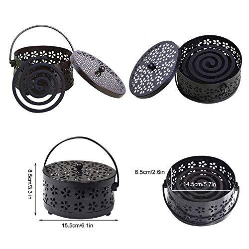 Wed2Bb Mosquito Coil Holder Classical Design Portable Metal Incense Holder Black #TOP4