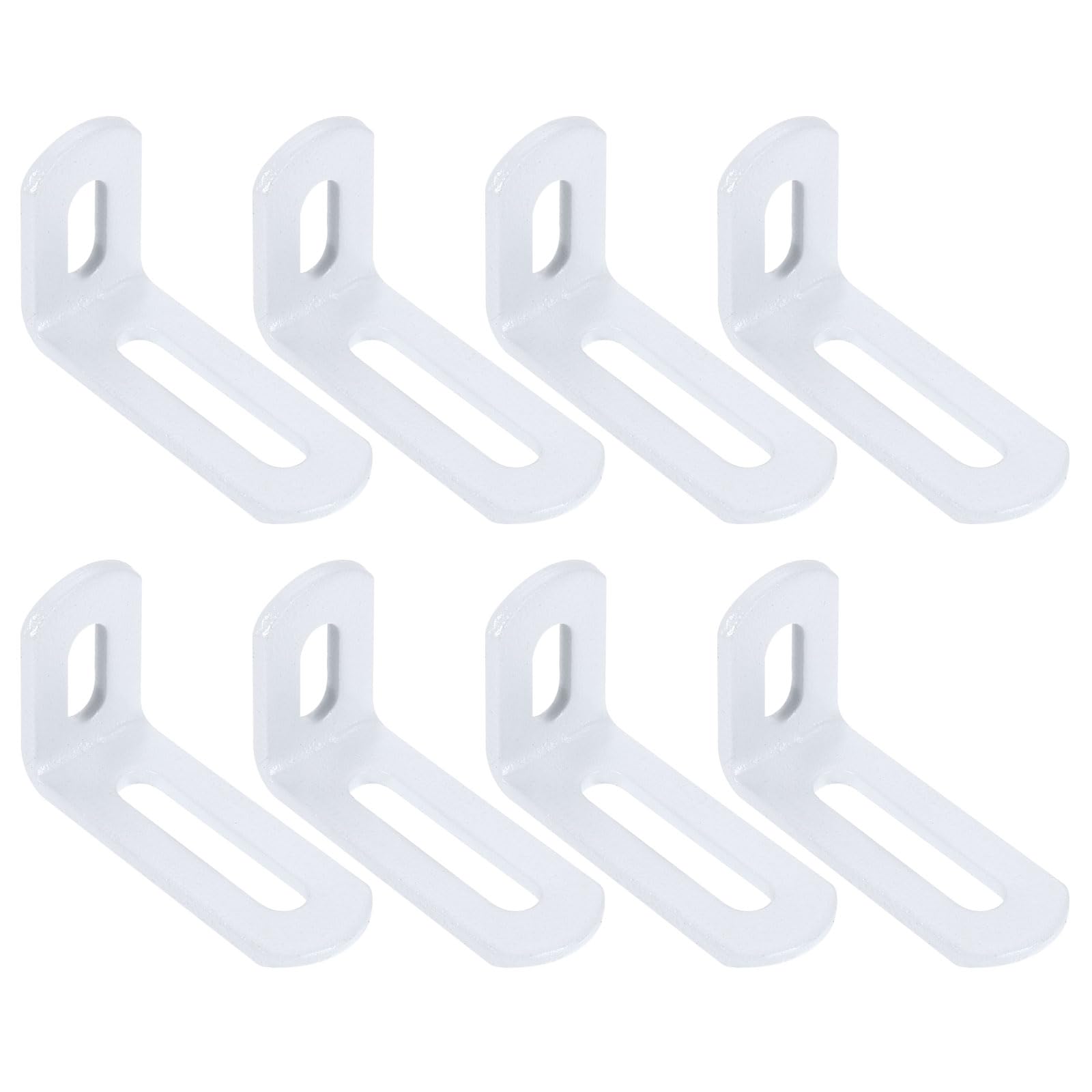 sourcing map 8 Pcs Adjustable Right Angle Brackets, Slotted L-Shape Corner Bracket 50mm, 90 Degree Steel l Bracket Support for Shelves, Wood Furniture Construction, White
