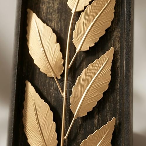 Image of DSH Leaf Wall Art Panels Modern Rustic Home Decor Wall Hanging Sculpture for Living Room, Bedroom & Office (45X15 CM) Decoration Item (Titan Leaf, 1 Frame)