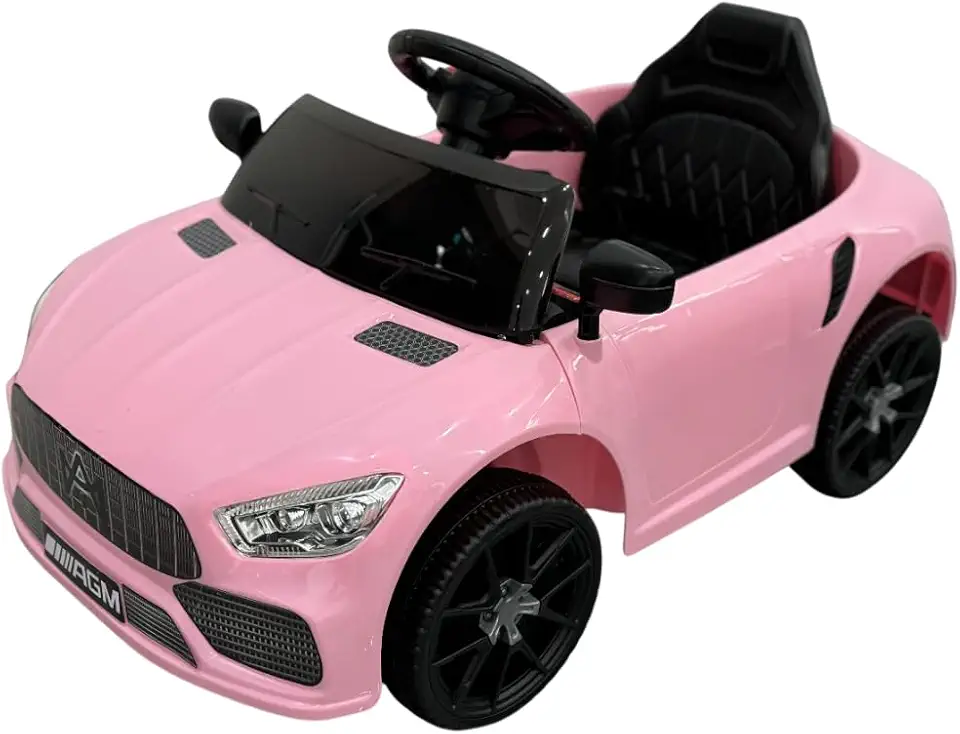Bang Toys - Carrinho Elétrico Infantil Striker X9 12V - com Luzes de LED, Sons, Entrada USB/MP3, Controle Remoto - Suporta até 30kg - Cor Rosa
