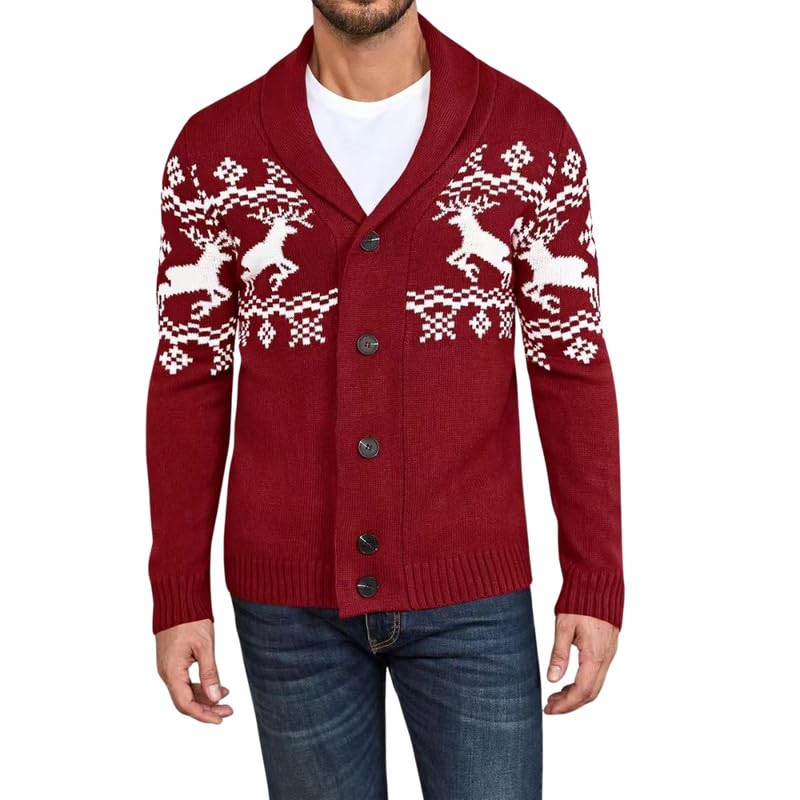 Men's Slim Fit Knitted Cardigan Sweater Jacket with V-Neck and Long Sleeves for Autumn & Winter-image-35