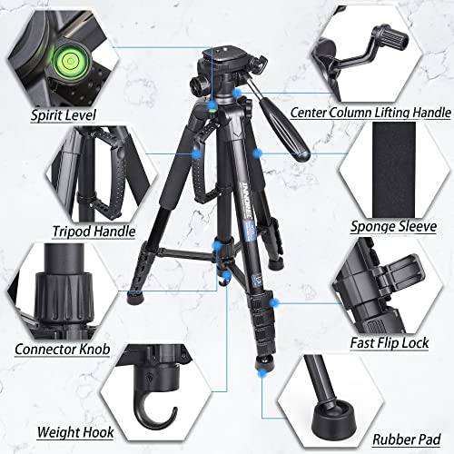 Image of INNOREL 72 inch Camera Tripod with Carry Bag, Lightweight Travel Aluminum Professional Tripod Stand (17lb /8kg Load) with Rotatable Phone Clip for DSLR, Cellphone, Canon, Nikon, Sony and DV Video RT20