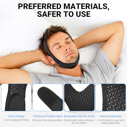 chin strap for sleeping comfortable stop snoring solution snore stopper adjustable anti snoring devices breathable and reusable anti snore chin strap for cpap users black m