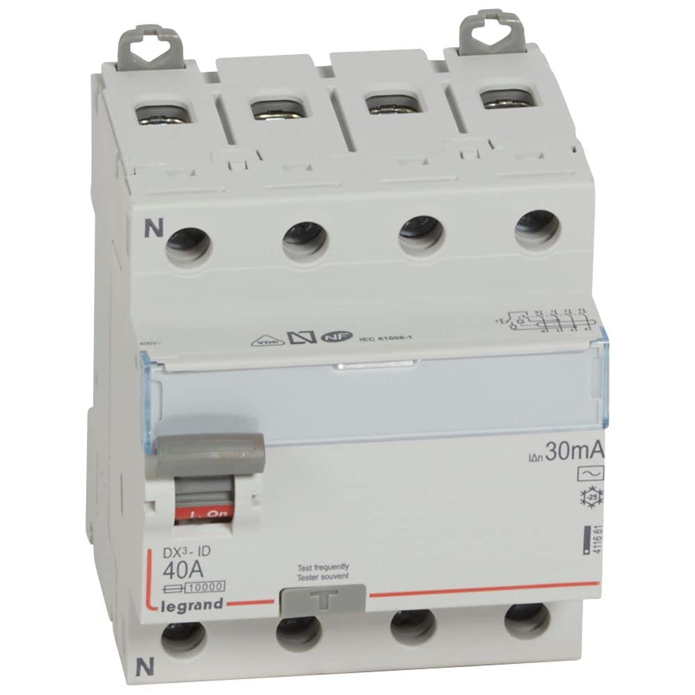LEGRAND Interruptor Diferencial, 4P, 40 A, sensibilidad de 30mA, clase AC, DX3, 411661E