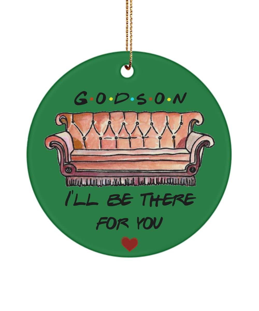 Godson Ornament I'll Be There for You Cute Baptism Christening First Communion for Teen Baby Boy from Godmother Friends Inspired 3 inch Round Ceramic