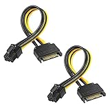 Electop 2 Pack 8 Inch SATA 15 pin to 6 pin PCI Express Card Power Cable