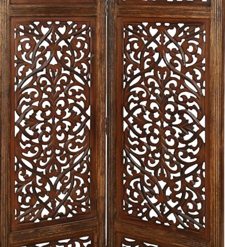 Image of Classic Wood and Craft Wooden Room Divider Partition for Living Room, Privacy Partition, Partition Wall, Divider for Makeup Studio /Office (4-P - 4FT - Curved Shape)