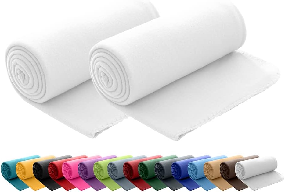 2-częściowy zestaw polarowych koców polarowych OekoTex 130 x 160 cm waga ok. 400 g z powłoką zapobiegającą mechaceniu i brzegiem brzegów czarne