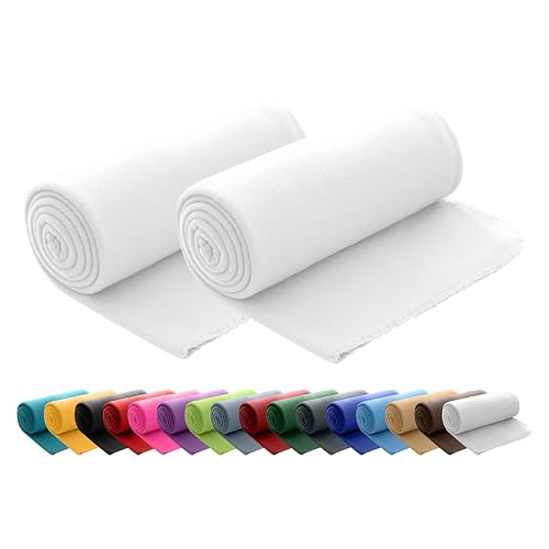2er Set Polar Fleecedecke 130x160 cm ca. 400g schwer OekoTex mit Anti-Pilling und Kettelrand weiß, weitere Farben erhältlich