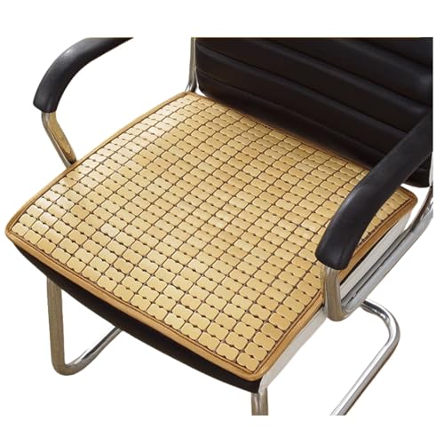 haoyunjianjiak クッション 竹 座布団 竹マット 車用シートカバー 45x45cm 両面用 家庭 夏 ひんやり クール 蒸れない 滑り止め 椅子 ソファー デスク 通気性 快適 涼しい 接触冷感 ((シングルリブ) 1CM ナチュラルカラー