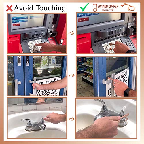 Aviano Copper Protector Door Opener Tool & Button Pusher –(10 PACK) 99.9% Copper Hands Free Germ Keychain Utility Hook Tool Key– No Touch Tool for Infected Surfaces, Touchscreens, Handles, Buttons