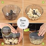 Cambom Manual Food Chopper Vegetable Cutter, Hand String Vegetable Chopper Onions Cutter for Vegetable Fruits Nuts BPA Free Food Safe Material, 500ml Gray - Image 4