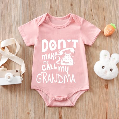 Don't Make Me Call My Grandma Baby Boy Girl Onesie Funny Unisex Bodysuit Cute Romper Clothes 0-12 months (2-Pack)4