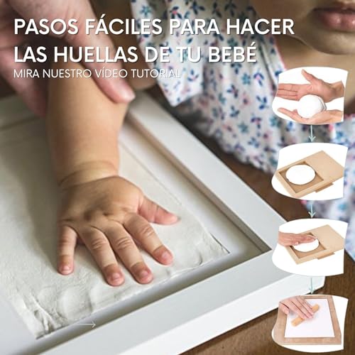 Variante de HuBorns regalo a un recien nacido marco huellas con arcilla