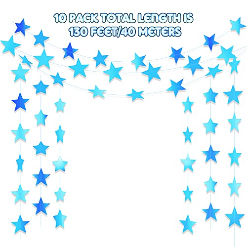 Image of Patelai Glitter Star Garland Banner 2026 Party Decor 130 Feet Star Hanging Streamers Twinkle Backdrop for Classroom Birthday Graduation Wedding Supplies(Holographic Blue)