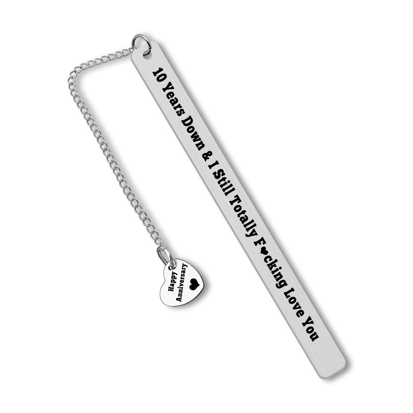 Funny 10 Years Anniversary Bookmark for Men Women 10th Wedding Anniversary for Husband Wife 10th Tin Gifts 10 Years of Marriage Gifts for Couple Boyfriend Girlfriend
