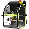 pecute Breathable Bird Carrier, Outdoor Backpack with Adjustable Tripod, Lightweight and Portable Waterproof Parrot Travel Backpack, Wide view and Shading Cat & Dog Backpack for Hiking