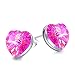 Valentines Day Present NEEMODA Pink Heart Crystal Womens Stud Earrings White Gold Plated Fashion Jewelry Gifts for Her Birthday Anniversary Christmas Valentines Day