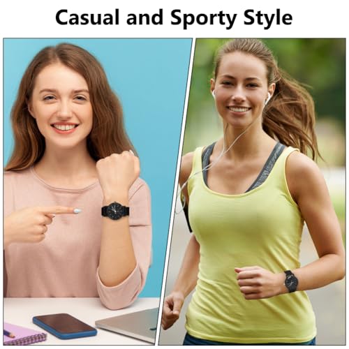 OFFCUP Damenuhr, Damen Analog Quarz Uhr mit Silikon Armband, Uhren Damen Sportlich Elegant Casual Armbanduhr Krankenschwester Quarzuhr Farbe Buntfarbig, 3 Zeiger, 38 mm Gehäusegröße-Schwarz