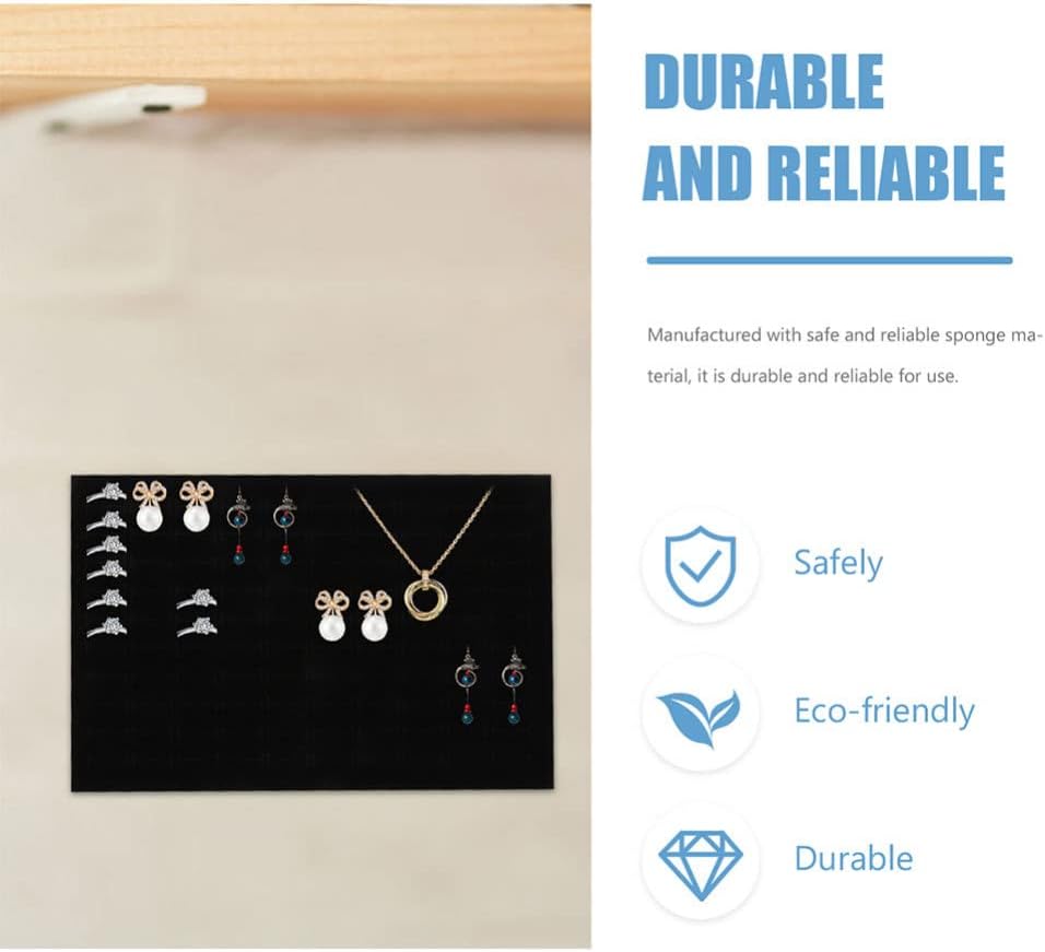 Jewelry Display Tray Inserts 5 Pack Black Velvet Ring Insert Display Trays, Jewelry Display Pad Tray Jewelry Display Insert Foam Pads for Jewelry Showcase, Storage Displays (11 x 7 In) - Image 6