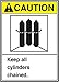 Accuform MRPG601VA Aluminum Sign, Legend"Caution Keep All CYLINDERS Chained", 10" Length x 7" Width, Yellow/Black on White