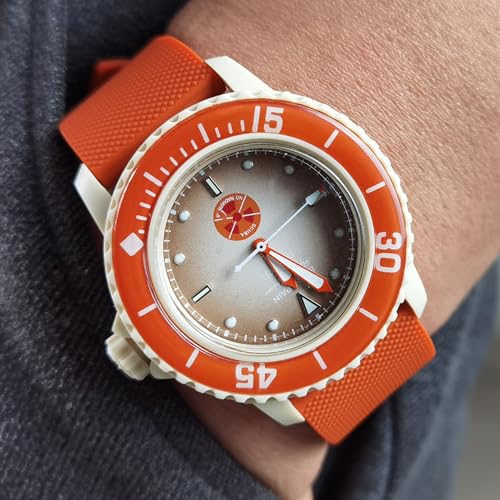 Image of 22 MM Watch Strap Replacement for Blancpain X Swatch with Hex Spanner Quick Release Silicone Watch Band Compatible with Bioceramic SCUBA Fifty Fathoms
