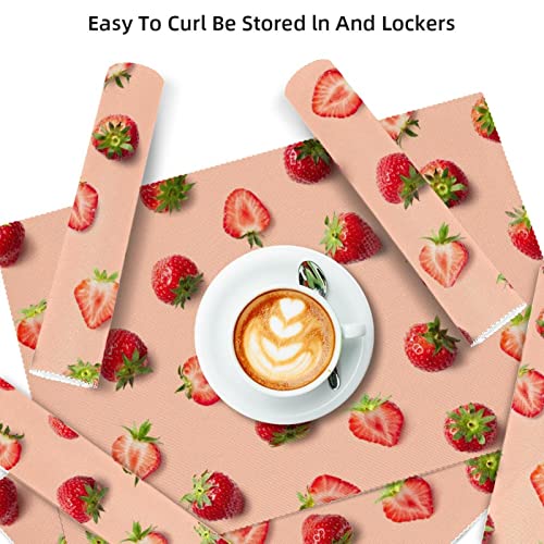 Sets de table fraises 30x45cm résistants chaleur et lavables - 4