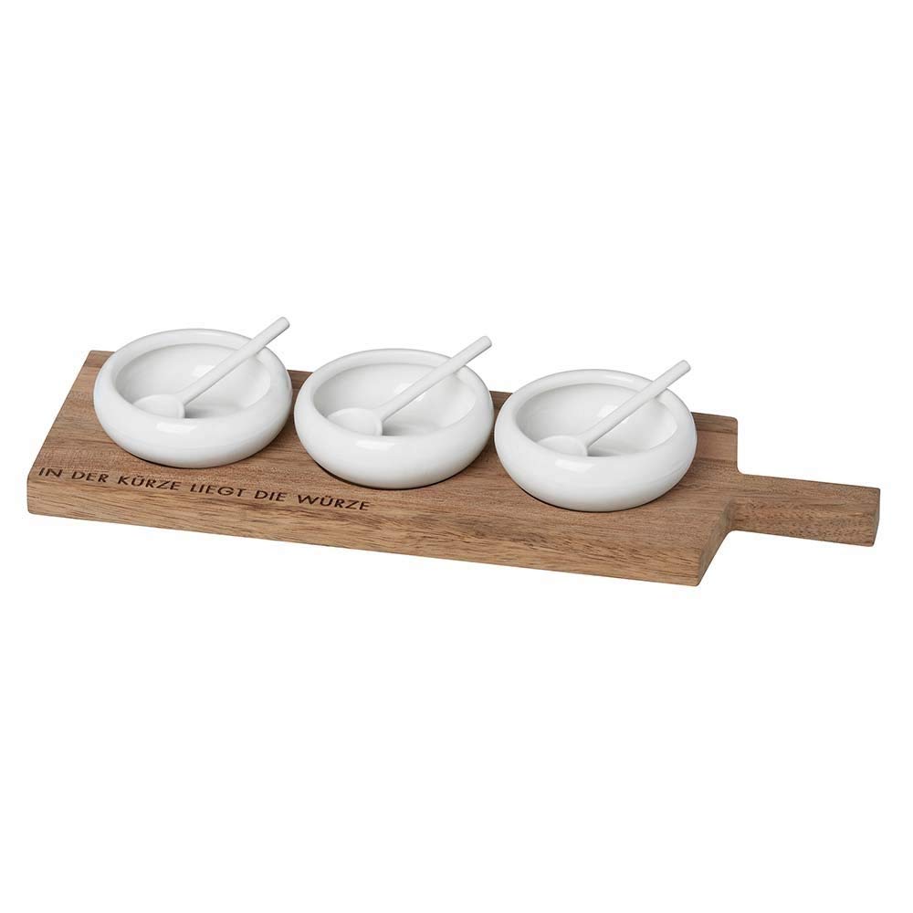 Räder 14064 Salz & Kräuter Set – Porzellan und Akazienholz, 24 x 7,5 x 2,5 cm