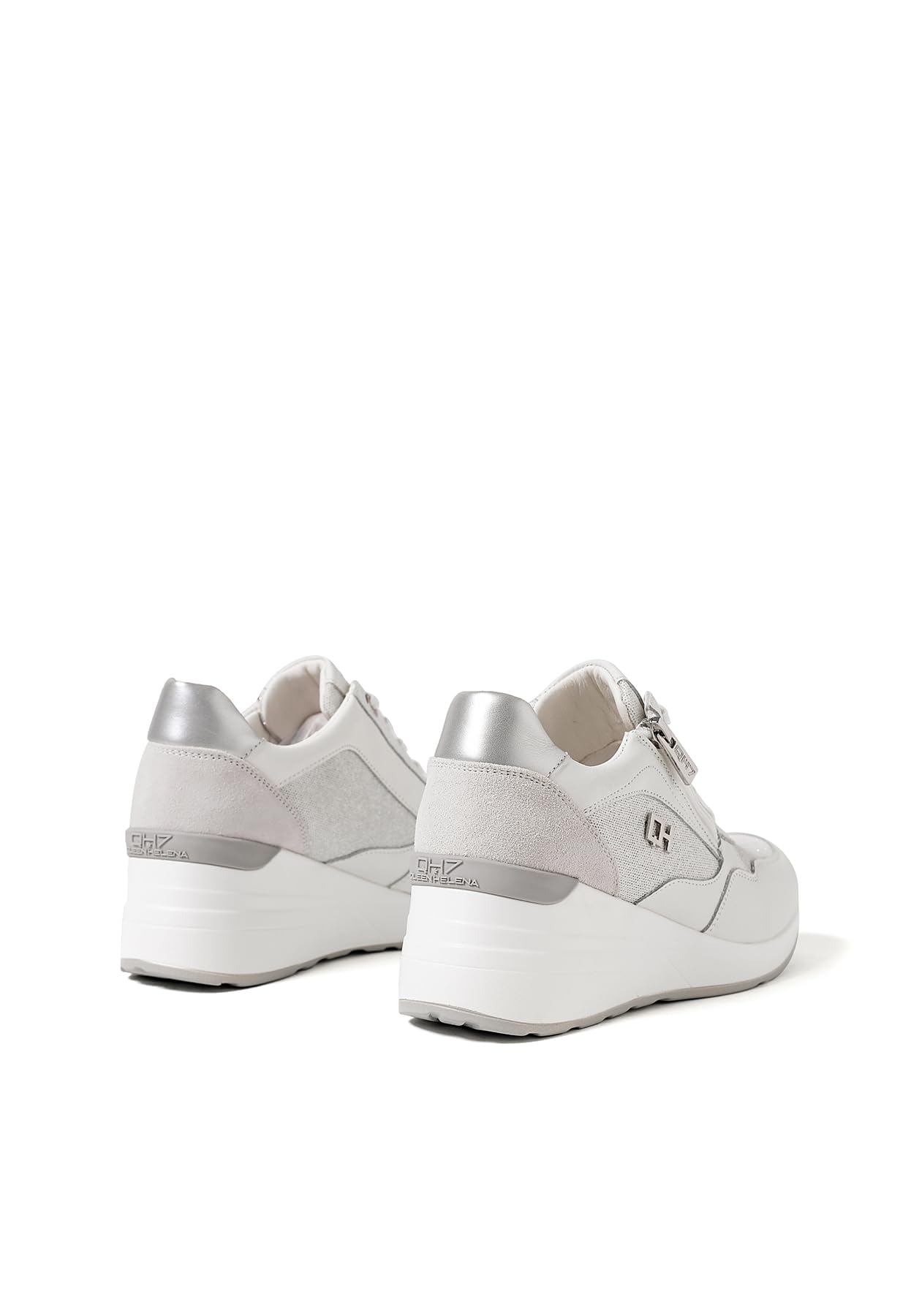 QUEEN HELENA Sneakers in Pelle con Zeppa Scarpe da Ginnastica Alte Donna QH8010