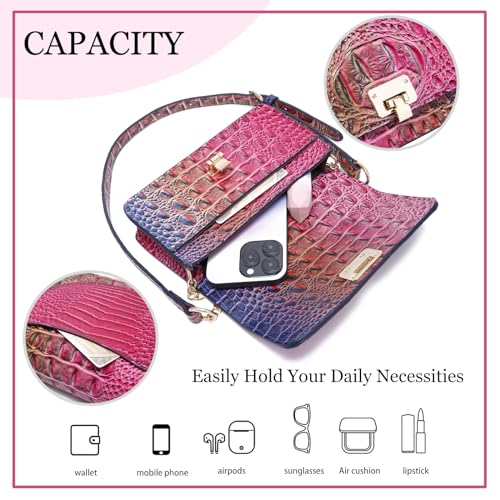Image of Makcr Joacbv Small Crocodile Crossbody Cell Phone Purse for women Vegan Leather Clutch Wallet with Leather Shoulder Strap | Small
