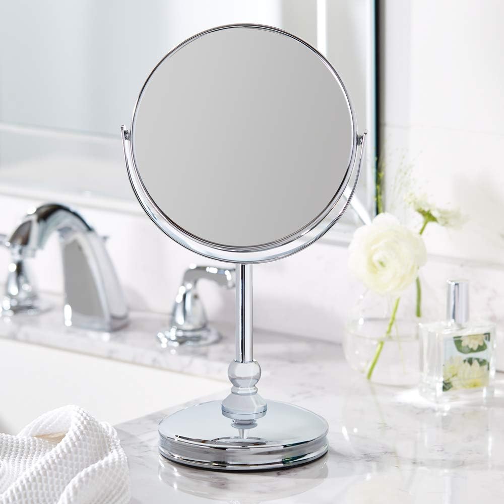 Amazon Basics Vanity Mirror with Heavy Base - 1X/5X Magnification, Chrome