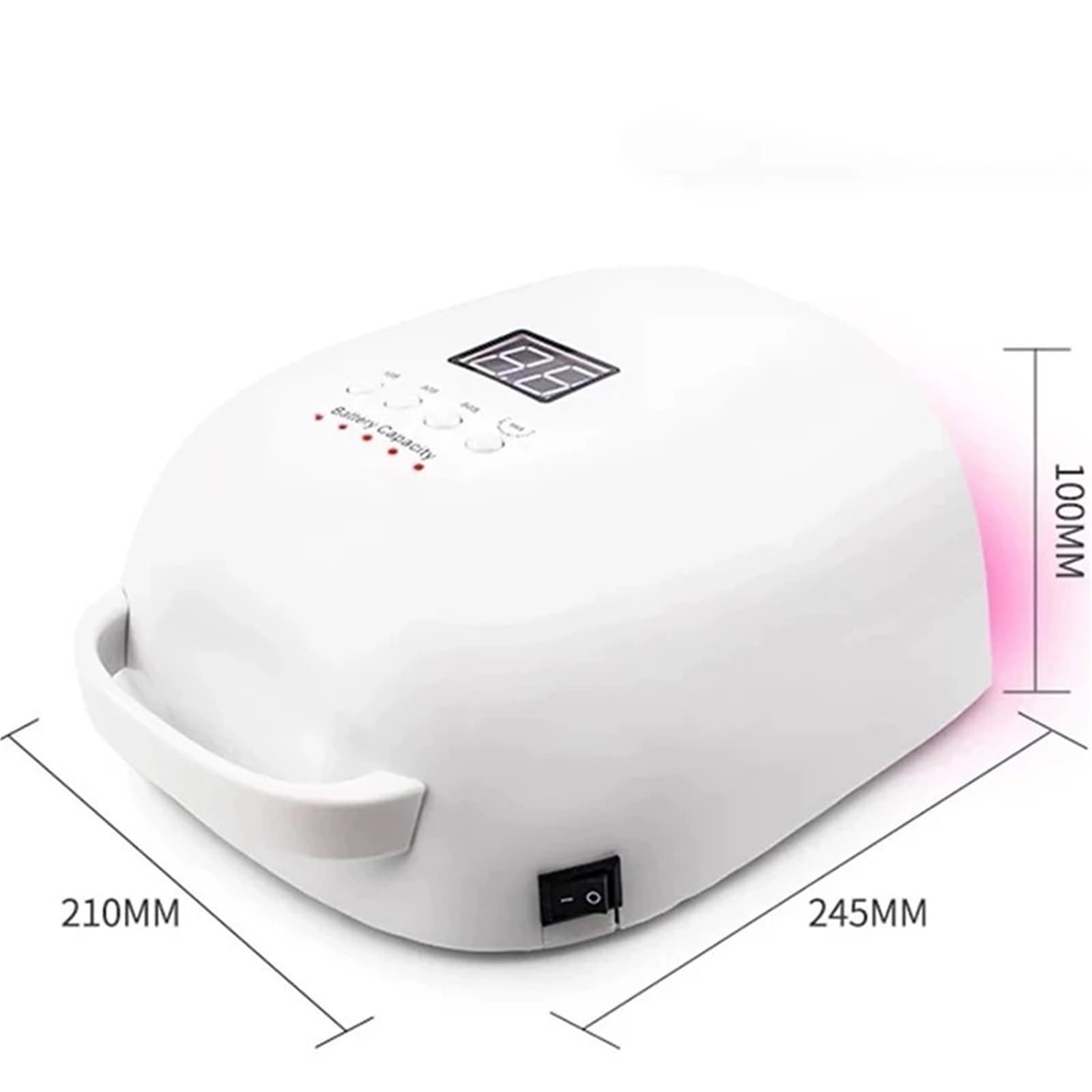 Lámpara UV para uñas, Lámpara de secado de uñas recargable de 86 W, máquina de secado de esmalte de gel, luz roja, manicura con mango, lámpara UV LED for uñas(Bianco)