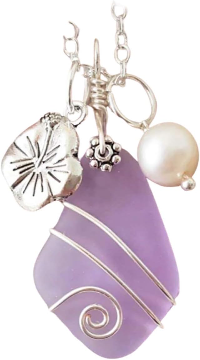 Sea Glass Necklace with Wire Wrapped Pendant