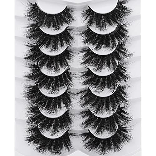 Eye Lashes Mink Fluffy Eyelashes 8D Thick Long Strip Curly Lashes Pack 7 Pairs Full Volume False Eyelashes by HeyAlice