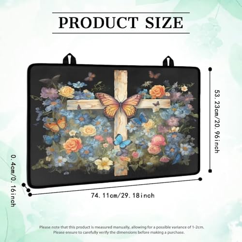 Image of Poceacles Stove Top Cover for Electric Stove, Heat Resistant Oil Resistant Stovetop Protector Cover Cooktop Cover Mat Kitchen Decor, 29 x 21 Inch, Cross Butterfly Flower