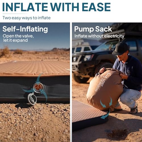 Image of Lost Horizon Air & Foam Camping Mattress, Self-Inflating Sleeping Pad, 4.5 inch Thick, with Pump Sack, Twin