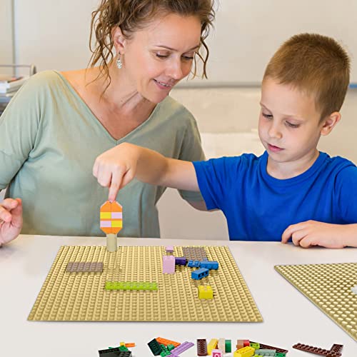 Image of Lekebaby 6 Pack Classic Baseplates 10 inch x 10 inch, Building Base Plates for Building Bricks, 100% Compatible with Major Brands and Activity Table-Baseplate, Sturdy & Safe, Age 3 and up Kids, Sand